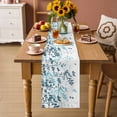 thumbnail image 2 of Teal Blue Leaves Table Runner - 36 Inch Long Summer Botanical Cotton and Linen Blended Dress Scarves Farmhouse Table Runner for Kitchen Dining, Coffee Table, 13" x 36", 2 of 8