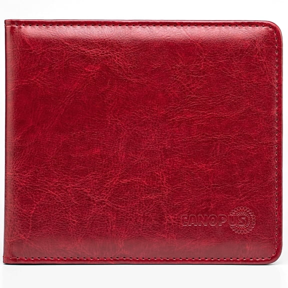 Canopus Car Registration and Insurance Holder, PU Leather Glove Box Organizer with Embossed Design, Compact Document Organizer, Red