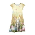 thumbnail image 4 of Girls' Summer Easter Print Short Sleeve Ruffled Pockets Round-Neck Printed Dress For Kids Casual Summer Dresses For Girls, 4 of 5