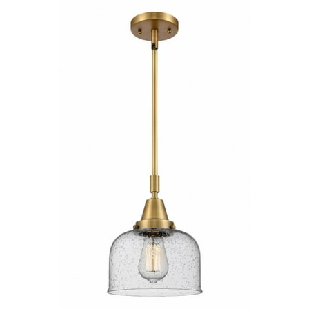 447-1S-BB-G74-Innovations Lighting-Bell - 1 Light Stem Hung Mini Pendant In Industrial Style-11.13 Inches Tall and 8 Inches Wide-Brushed Brass