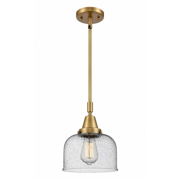 447-1S-BB-G74-Innovations Lighting-Bell - 1 Light Stem Hung Mini Pendant In Industrial Style-11.13 Inches Tall and 8 Inches Wide-Brushed Brass
