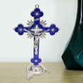 thumbnail image 4 of Standing Crucifix with Base ian on Statue Catholic Tabletop Metal Sculpture for Office Shelf Decoration Gift , Blue, 4 of 9