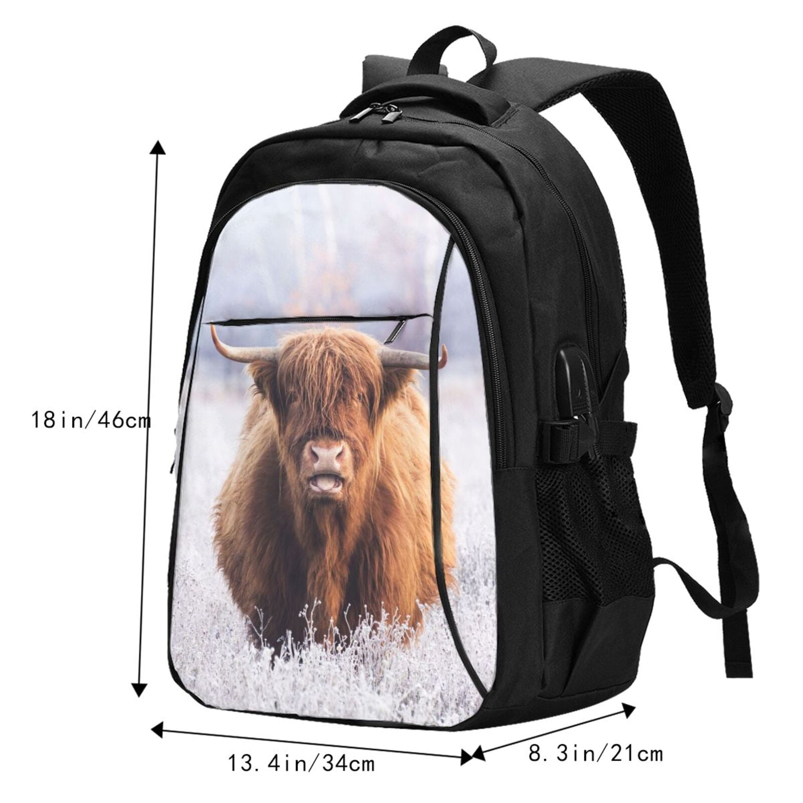 Ratiio Cow Print Travel Laptop Backpack,Slim Sturdy Laptops Backpack with USB Charging Port, Water Resistant College School Computer Bag