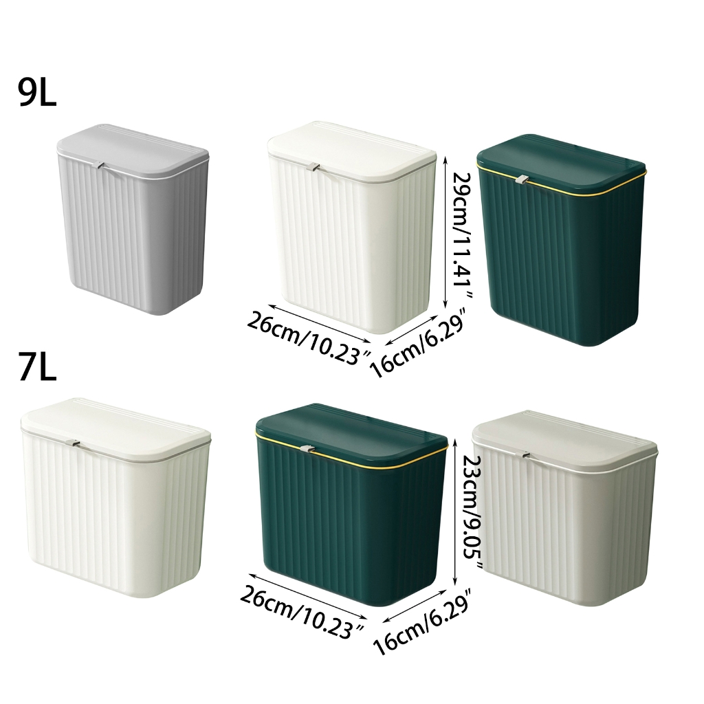 lanema Kitchen Trash Can 7/9L Wall Mounted Waste Bin Large Capacity Garbage Cans for Bathroom Dustbin Garbage Bin Trash Bin