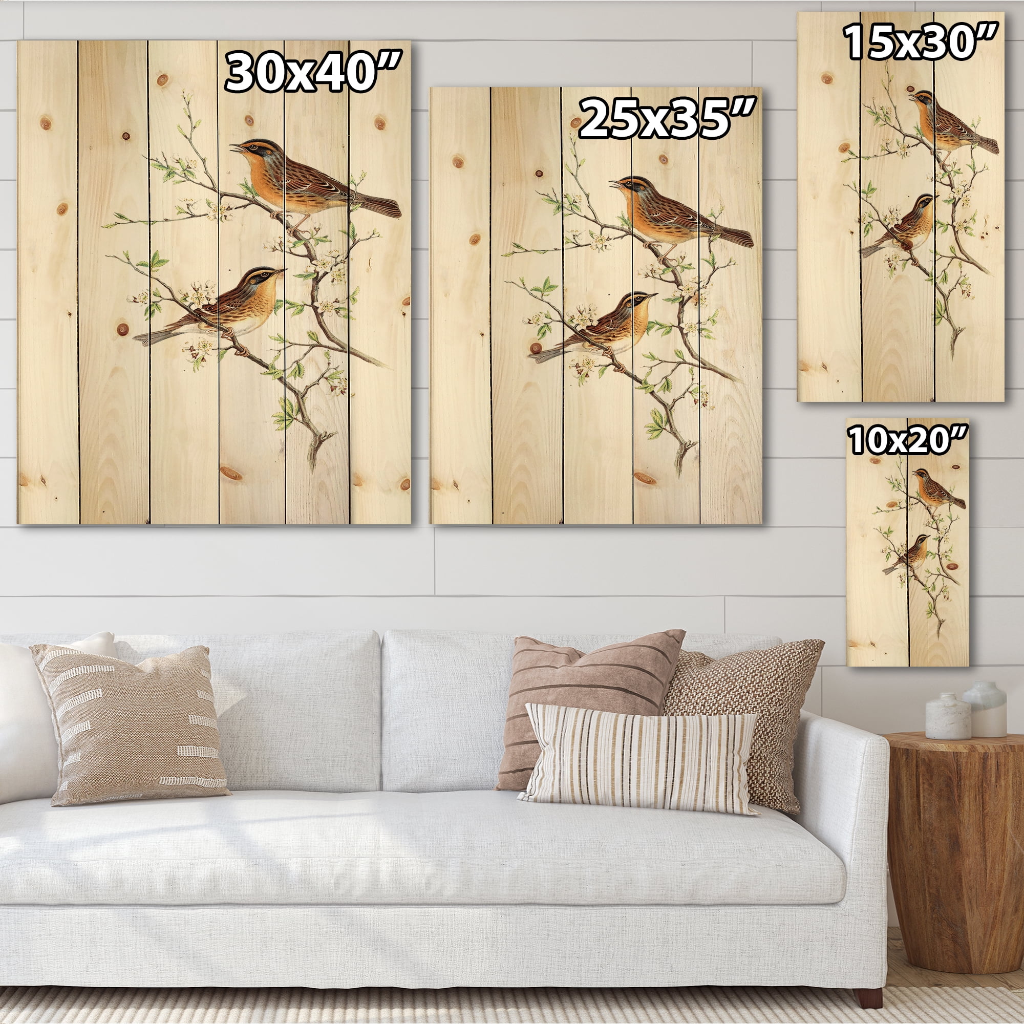 Designart 'Ancient Mammals II' Farmhouse Print on Natural Pine Wood