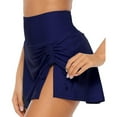 thumbnail image 7 of Attraco High Waisted Swim Skirt For Women Split Sporty Drawstring Skirted Swim Bottom with Built-in Panty, 7 of 7