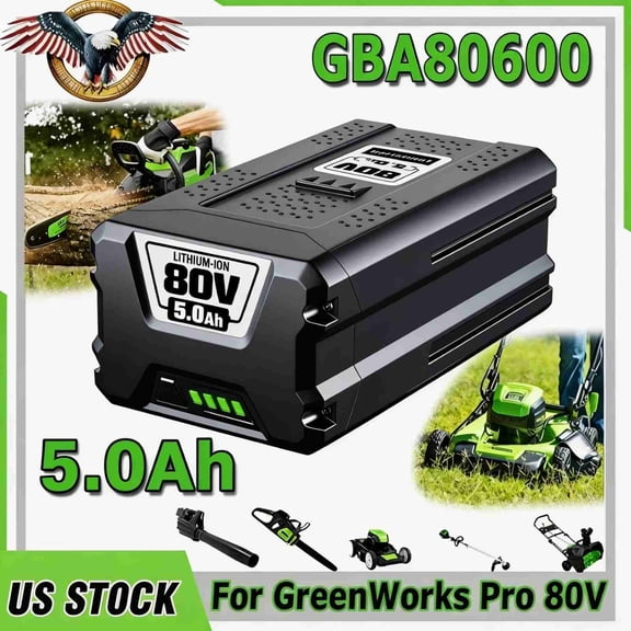 5.0Ah GBA80200 Replacement for Greenworks 80V Battery GBA80200 GBA80250 GBA80400 GBA80500 Compatible with Greenworks 80V Max Series Cordless Power Tools