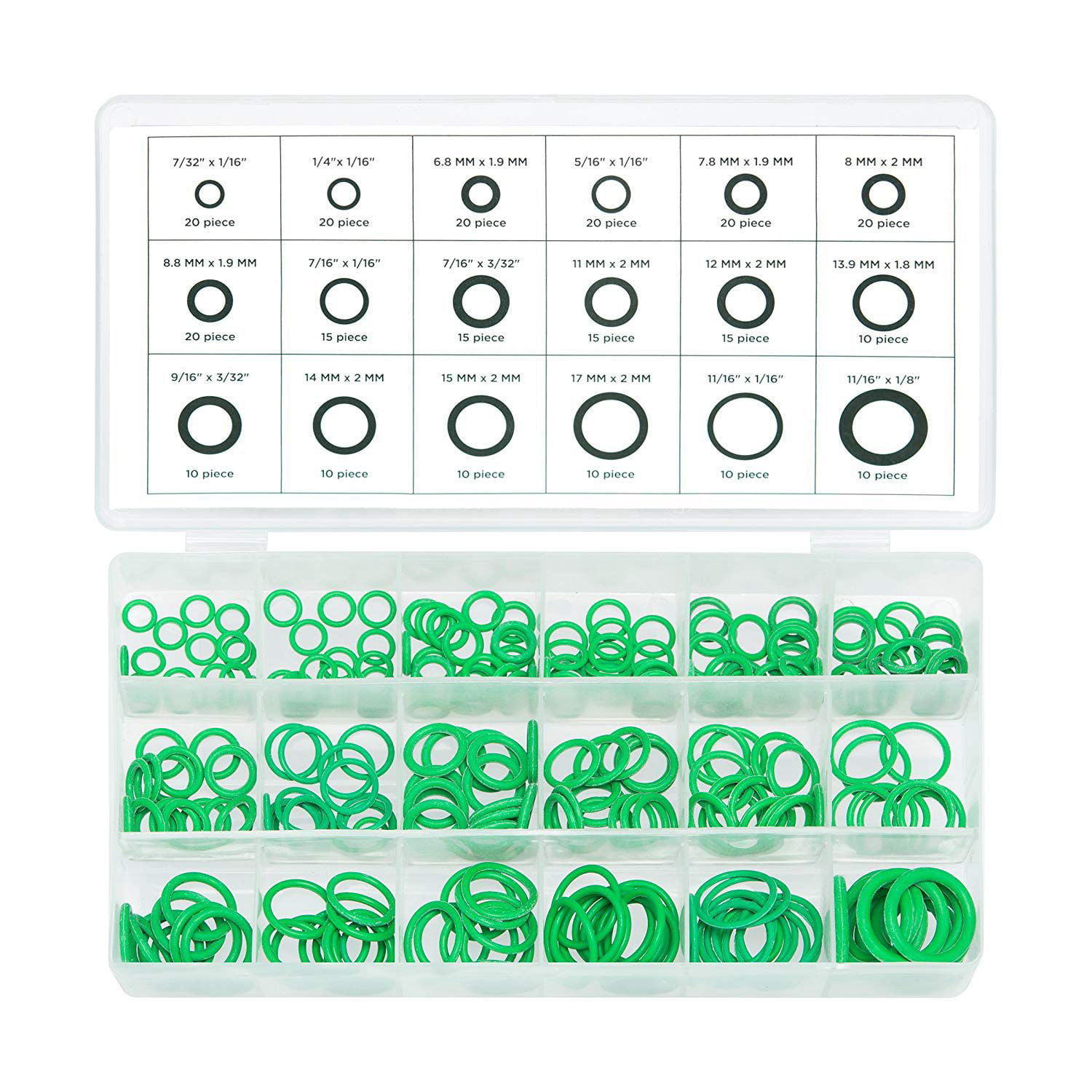 270Pcs Green Metric Rubber O-Ring Washer Assortment Kit Automotive Seal Tools 