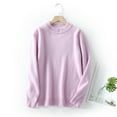 thumbnail image 4 of JTSRKL Teen Girls Long Sleeve Plush Velvet Warm Sweaters Casual Fall Winter Mock Neck Basic Pullover Jumper Tops Loose Oversized Fleece Coat Purple 3-4 Years, 4 of 6