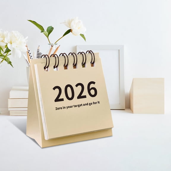 Mini Small Desk Calendar Unprinted Wind Calendar Punch Card Countdown Planner Desktop Small Ornaments, Portable Tri-Fold Vertical Size 7.5x6.5x3.5cm, Office Home School Use