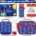 thumbnail image 2 of Bento Lunch Box with 4 Compartments, Insulated lunch Bag, Stainless Steel Insulated Water Bottle, Ice Pack & Utensils Set, Construction Trucks, 2 of 9