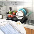 thumbnail image 2 of Dish Drying Rack, 2-Tier Dish Rack with Auto-Drain & Mat, Dish Racks for Kitchen Counter, Dish Drainer with Knife, Fork & Cup Rack, Gifts for Women, Mothers Day, Cool Stuff & Kitchen Gadgets, 2 of 10
