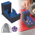 thumbnail image 2 of Blue Tabletop Game Card Dice Storage Box， Dice Roller Tower Dice Tray for Rolling Foldable Leather Dice Organizer Tower for Player, 2 of 8