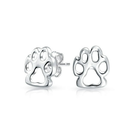 Sterling Silver Fox Paw Print Animal Stud Earrings Pee Sterling Silver Fox Paw Print Animal Stud Earrings Pee
