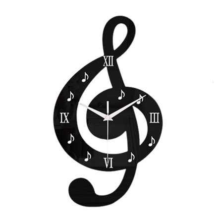 YIEMEEN Contemporary Wall Clock 3D Musical Note Sculpture Noiseless Battery Movement