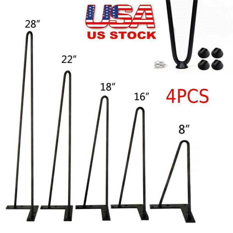 Details about   4PCS Coffee Table Metal Hairpin Legs 28'' 18'' Solid Iron Bar Black US 22'' 