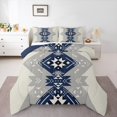 thumbnail image 2 of Manfei Aztec Bedding Comforter Set,Boho Bohemain Print Twin Comforter Sets,Gray Blue Geometry Bedding Set,Ultra Soft Bedroom Decor Reversible,2pcs, 2 of 8