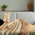 thumbnail image 3 of Snail Soft Flannel Fleece Throw Blanket, Abstract Spiral Helix Marine Shell Natural of Sea Calm Pattern, Cozy Plush for Indoor and Outdoor Use, 50" x 70", Camel Cream and Peach, by Ambesonne, 3 of 5