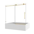 thumbnail image 2 of 6076 Brushed Gold frameless one fixed and one shifted Shower Door,70MM 304 stainless steel large pulleys with adjustable soft closing function,with nano easy cleaning,stick explosion-proof menbrance, 2 of 5