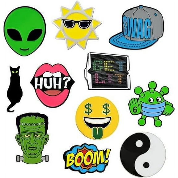 PinMart's 11 Pieces Weird Enamel Pins Set Funny Lapel Pins - Collectible Pin Set for Backpacks or Hats
