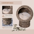 thumbnail image 4 of PawHut 20" Natural Braided Elevated Cat Bed Basket House Chair Sofa, Dark Brown, 4 of 10