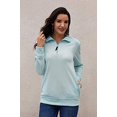 thumbnail image 4 of Chandails en Molleton à Manches Longues pour Femmes Col Quart 1/4 Zip Pull Décontracté Uni avec Poches (S-2TG), 4 of 6