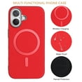 thumbnail image 4 of Allytechgroup iPhone 16 Case with Magnetic Ring, Compatible with Magsafe Slim Back Cover Flannel Inner Lining Shockproof Protective Phone Case for Apple iPhone 16, Red, 4 of 6