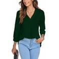 thumbnail image 6 of Colisha Lady Elegant Working Blouse V Neck Lapel Pullover 3/4 Sleeve Baggy Loose Tunic Shirt, 6 of 7