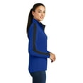 thumbnail image 3 of Sport-Tek Ladies Sport Wick Textured Colorblock 1/4 Zip Pullover-XS (True Royal/ Black), 3 of 6