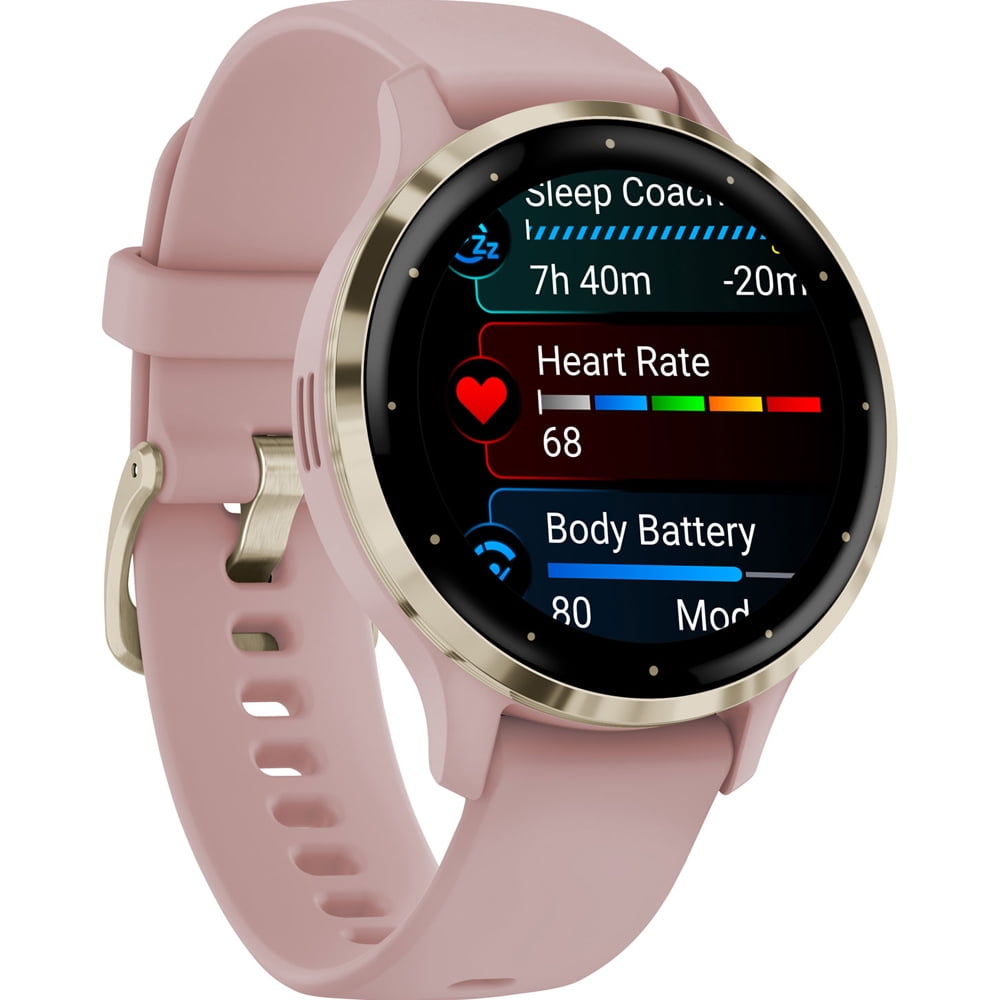 Restored Garmin Venu 3S Fitness GPS Smartwatch Gold Bezel w/ Rose Case (41mm) Refurbished