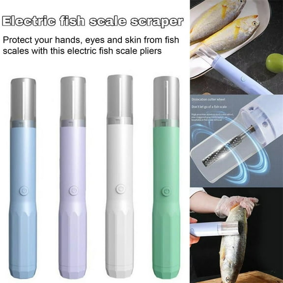 Yesbay Electric Fish Scaler Remover Cordless Fish Scale Cleaner Rechargeable Waterproof Fish Scaler with Battery Stainless Steel Fish Skin Clean Brush Kitchen Cleaning Tool
