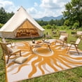 thumbnail image 2 of Garvee 8x10ft Outdoor Rug Waterproof Reversible Plastic Straw Rug, Modern Boho Sun Pattern Rug, Large RV Camping Mat Portable Outdoor Carpet for Patio, Balcony, Picnic, Beach, Deck, Orange, 2 of 10