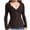Brown, variant on Womens Long Sleeve Tops V Neck Casual Ribbed Knit Shirt Solid Color Loose T Shirt Button Shirts Slim Fit Fashion Clothing Womens Tops Casual Spring Fashion