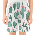 thumbnail image 2 of Green Flower Cactus Pattern Athletic Shorts Breathable with Comfort Fit Drawstring Casual Sweatshorts Large, 2 of 9