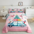 thumbnail image 2 of Feelyou Blue Xmas Car 01, Christmas Tree Gifts Twin Comforter Sets, Pink Princess Style Reversible Bedding Set, Ultra Soft Home Decor, 2pcs, 2 of 8