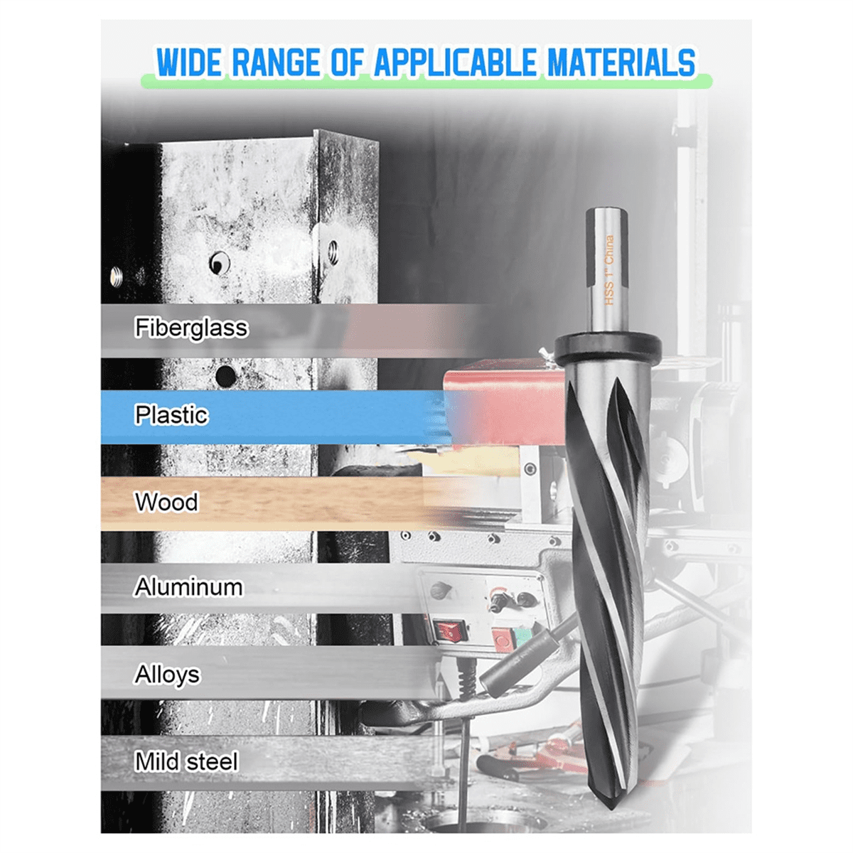 1In Drill Bridge/Construction Reamer Bit with 1/2In Non-Slip Shank M2 HSS Taper Chucking Reamer Bit Tool for Steel Metal