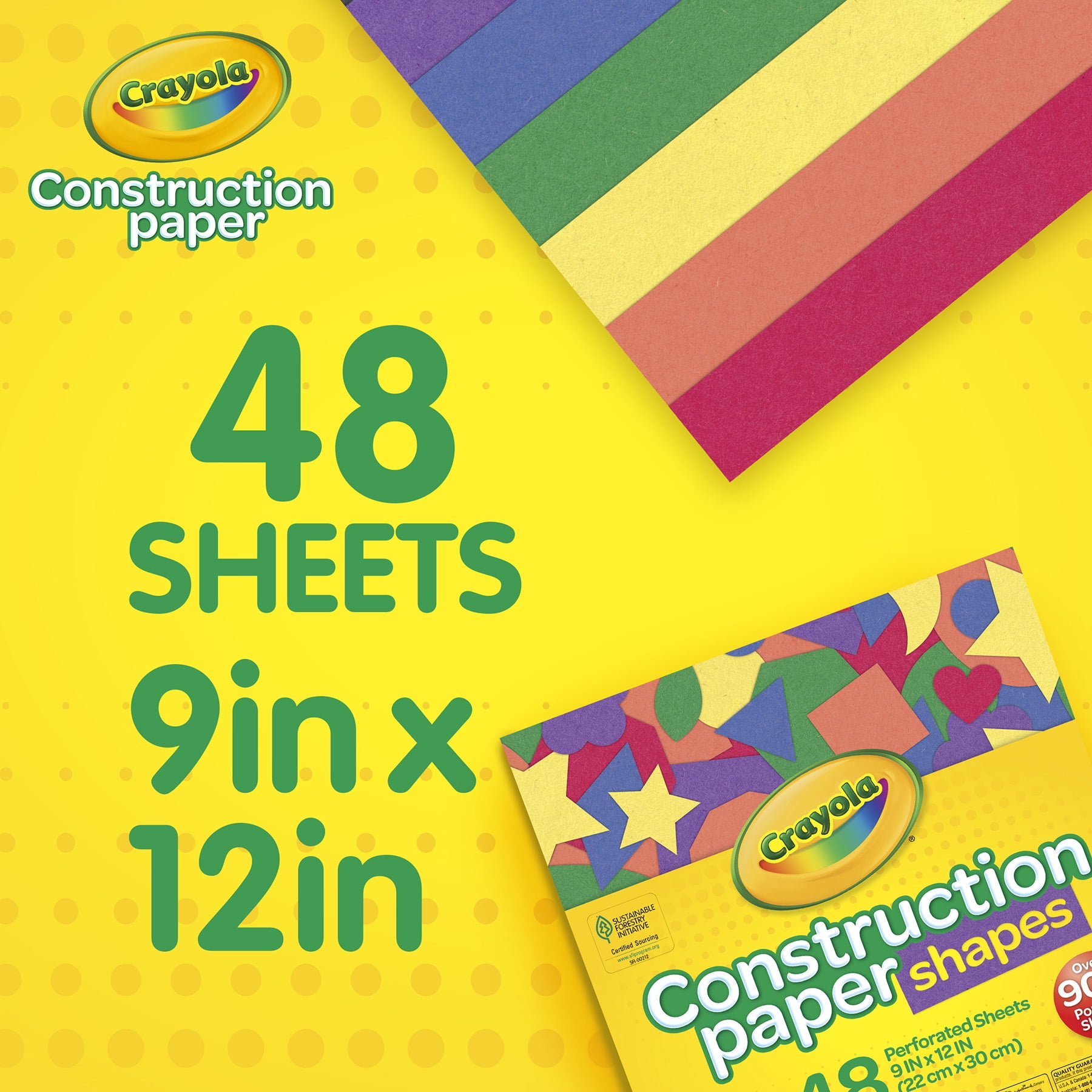 Crayola Construction Paper Shapes, 48 Perforated Sheets Per Pack, 3 Packs