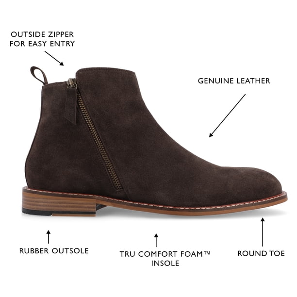 Thomas & Vine Men Rami Zip Up Ankle Boots Size US 13M Brown Suede Thomas & Vine Rami Plain Toe Zip Boot - Walmart Business  main image 2