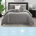 thumbnail image 2 of Lanco 7 Piece Grey Comforter Set , Queen Size Corduroy Peicework Bedding , All Season Bedding Set , Bed Skirt, Pillows & Shams, 2 of 7