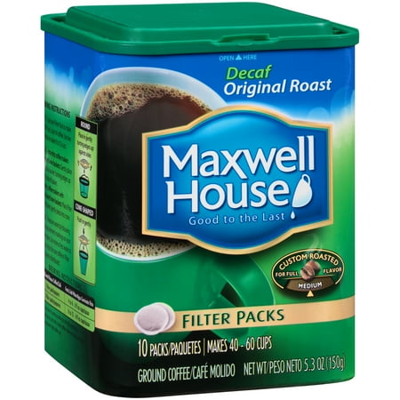 Maxwell House Decaf Original Roast Ground Coffee Filter Packs 10 ct