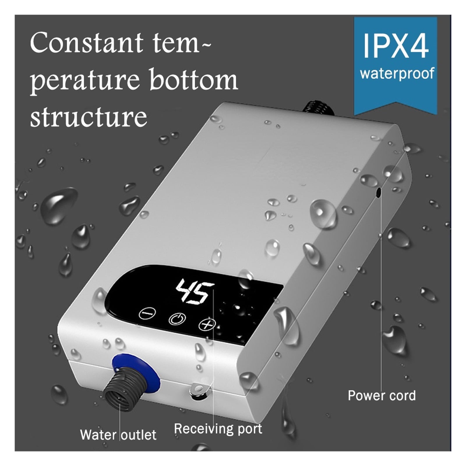Instantaneous Faucet Tap Kitchen Hot Water Crane LED Digital 5500W Water Heater Instant Water Heater Tankless ,Safety Protections