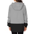 thumbnail image 2 of Hanerdun Women Packable Rain Jacket Female Hooded Outdoor Rain Coat Gray Black 3XL, 2 of 6