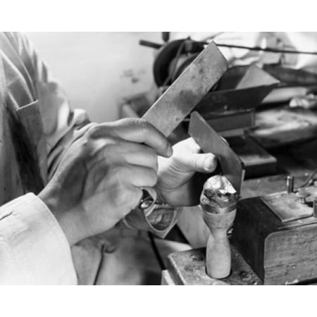 Premium Plus Diamond Blade - Mid section view of a man cutting a diamond with blades Canvas Art - (24 x 36)
