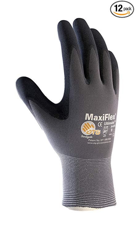 3 Piece 1 S Maxiflex 34-874 Ultimate Nitrile Grip Work Gloves Small 