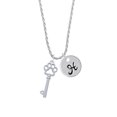 thumbnail image 2 of Delight Jewelry Silvertone Open Paw Key Silvertone Script Initial Disc - H - Charm Necklace, 20"+3", 2 of 4