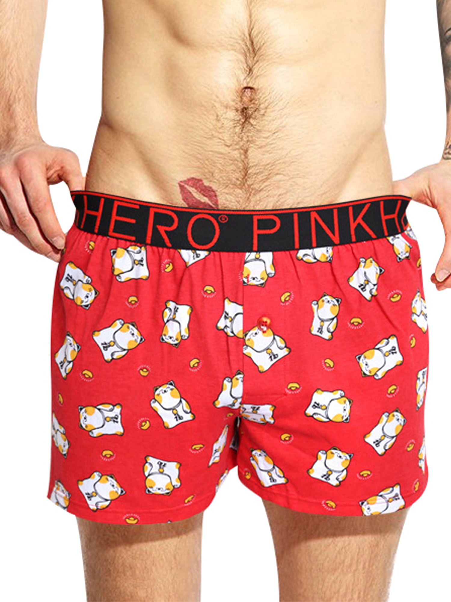 Mens Boxer Briefs Premium Pink Winter Bird Underwear Printed Trunks