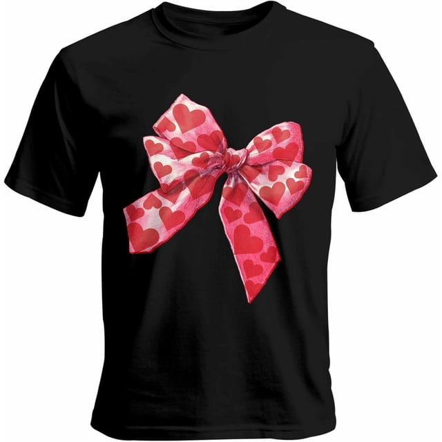 Camisetas informales de manga corta con lazo para hombre, camisetas gráficas para el Día de San Valentín
