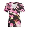 thumbnail image 4 of USSUMA Plus Womens Tops Dressy Casual Leopard Hollow Out V Neck Women's Tunics Tie Dye Basic Tee T Shirts for Women Short Sleeve Summer Blouses Trendy, 4 of 5