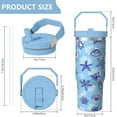 thumbnail image 4 of 30 Oz Tumbler with Handle and Straw Vacuum Insulated Travel Cup with Flip Straw and Top Handle SpillProof Coffee Cup Reusable Insulated Cup for Holidays Special Occasions Starfish, 4 of 7