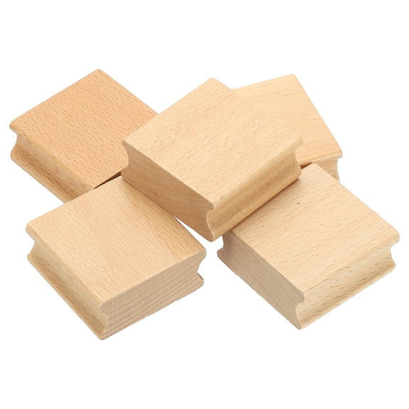 45x45mm Blank Wood Rubber Stamp Mounts, 5Pcs Wooden Rubber Stamp Handle Hard Wooden Blocks for Stamp Making DIY Crafting, Brown